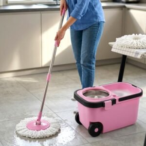 Quick Spin Mop with Steel Spin Bucket & Easy Wheels – Velvet Wipe