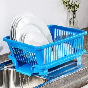 Plastic Kitchen Sink Dish Drainer Rack – Plate & Utensil Drying Organizer
