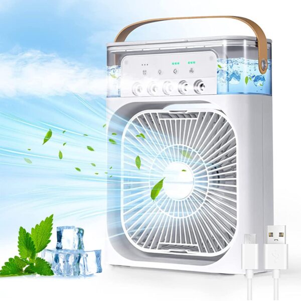 Portable Air Cooler Fan with 7-Color LED Light – Personal AC Fan