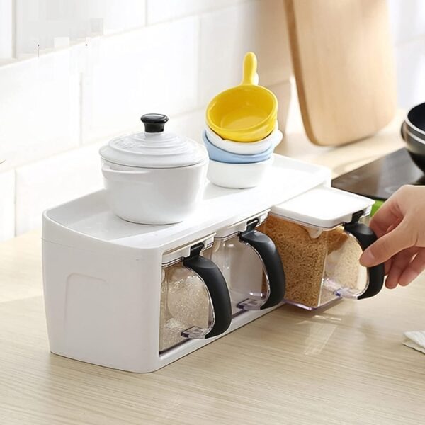 Modular Spice Storage Box Set – 3-Piece with Airtight Lids & Measuring Spoons