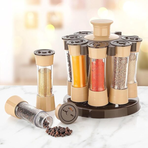 Tidy Table Revolving Spice Rack – 8-Jar Set with 360° Rotation
