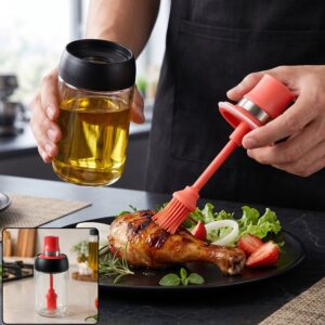 250ml Plastic Oil Dispenser Bottle with Silicone Brush – 2-in-1 Kitchen Tool