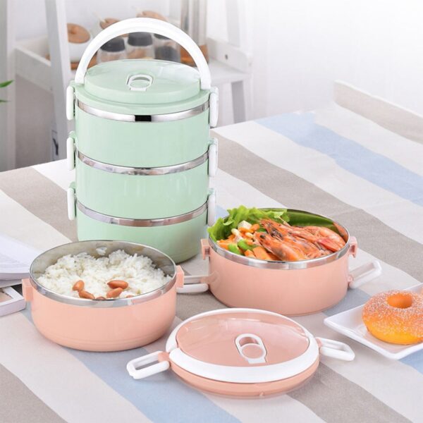 Stainless Steel Lunch Box – 3-Layer Insulated Hot Food Carrier