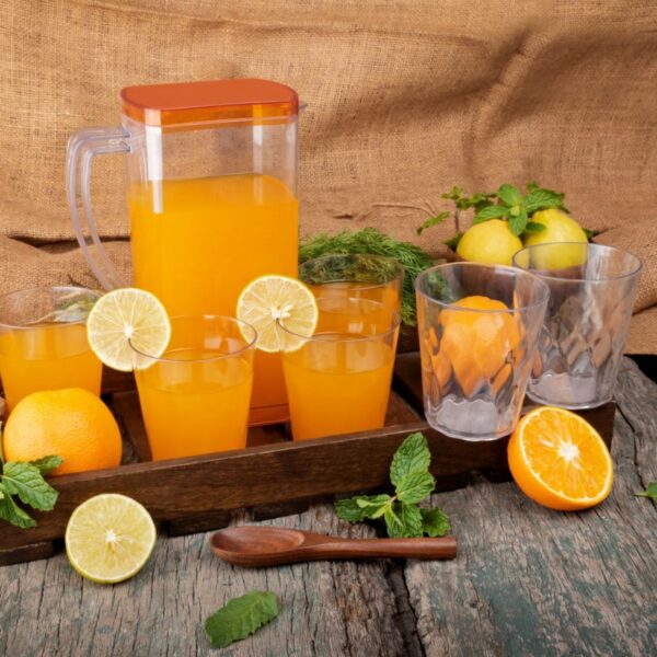 Plastic Water Jug Set – 2L Jug with 6 Glasses (300ml Each)