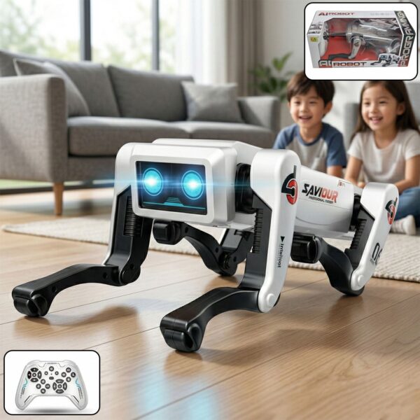 AI Robot Dog Toy – Interactive Remote Control Pet with LED Eyes