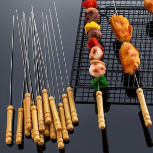 Barbecue skewers with wooden handle