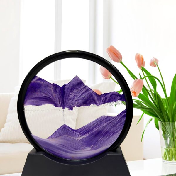 Round Frame Moving Sand Art Decor – Flowing Sand Tabletop Display