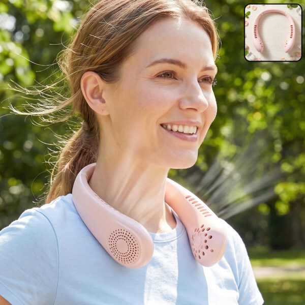 USB Rechargeable Portable Bladeless Neck Fan – Hands-Free Cooling