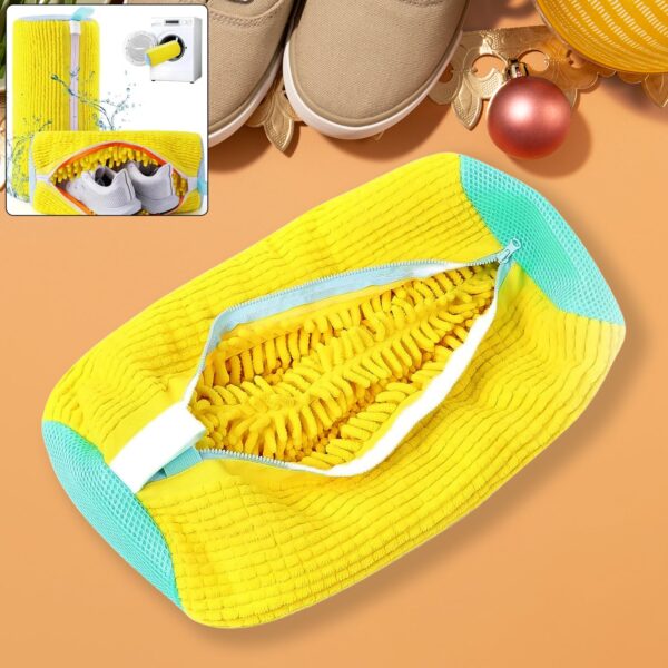 Shoe Washing Machine Bag – Microfiber Chenille Lining with Zipper for Sneakers & Delicates