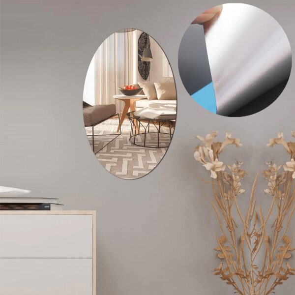 Oval Self-Adhesive Bathroom Mirror Wall Stickers – 1 Pack, Frameless & Waterproof