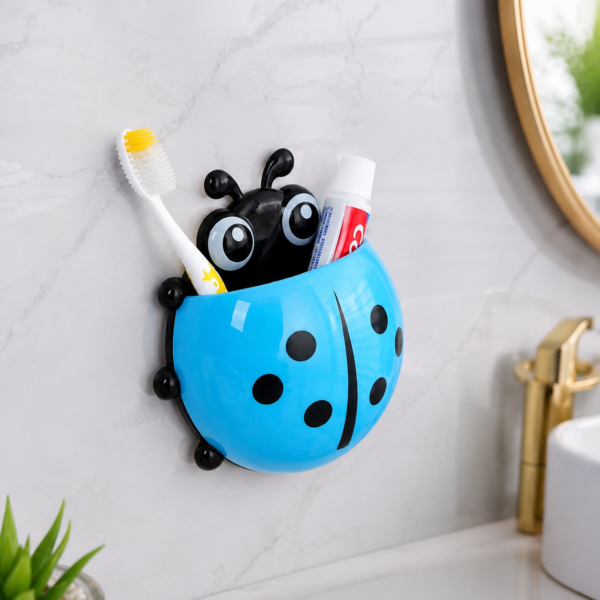Ladybug Toothbrush Holder – Suction Cup Wall Mounted Bathroom Organizer for Kids & Adults