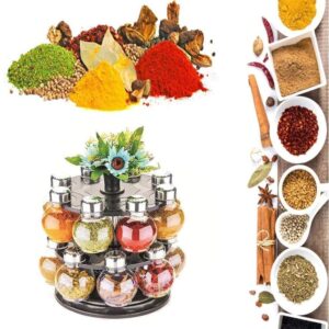 Multipurpose Revolving Spice Rack – 16 Pcs Dispenser Set (100ml Each)