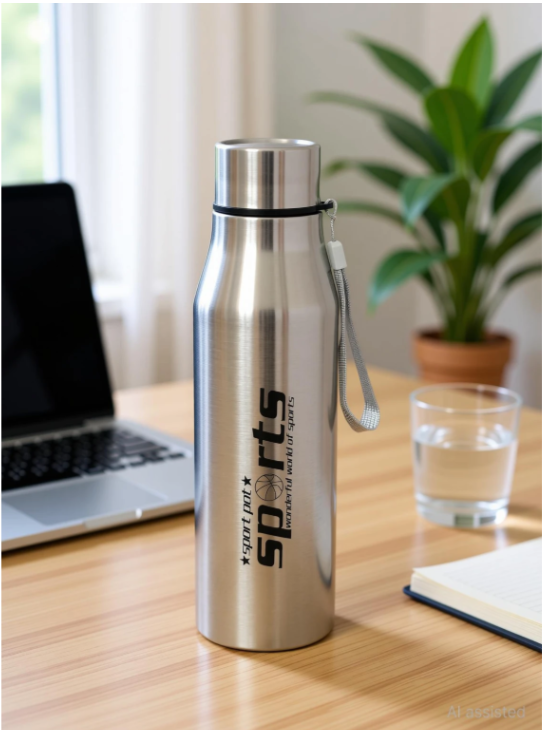 Stainless Steel Sports Water Bottle – Leak-Proof for School, Gym & Travel (750 ML)