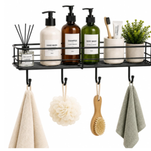 🛠️ No-drill GI steel wall organizer with hooks.