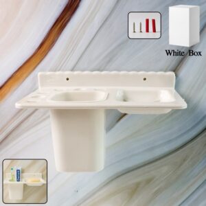 3-in-1 Wall Mounted Toothbrush Holder – Multi-Compartment Organizer with Detachable Cup