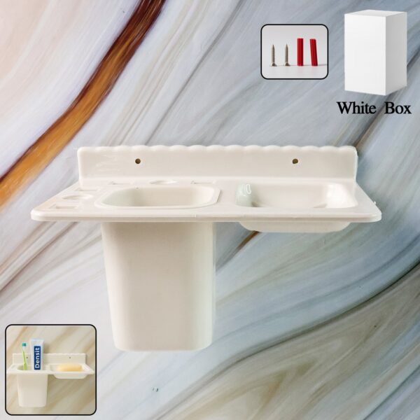 3-in-1 Wall Mounted Toothbrush Holder – Multi-Compartment Organizer with Detachable Cup