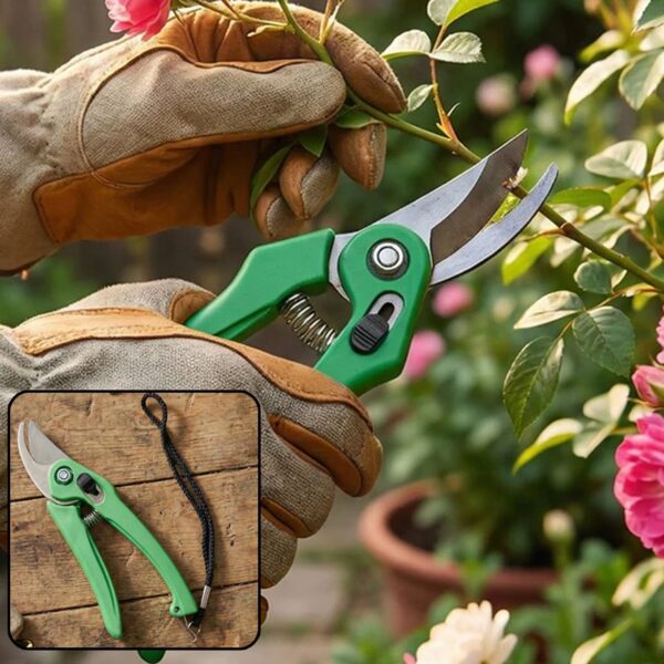 Stainless Steel Garden Shears – Sharp Bypass Pruners with Soft Grip & Safety Lock